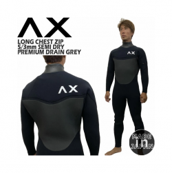 AXXE　26-27년 남자 세미드라이AXXE HYBRID U-ZIP 5/3mm LTD PREMIUM DRAIN GREY  화이트마크  일본생산